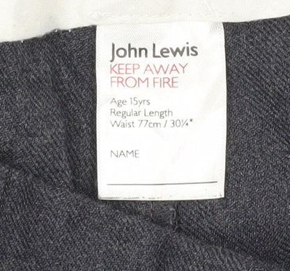 John Lewis Boys Grey 15Y Regular Fit Wool Blend Dress Trousers School Formal
