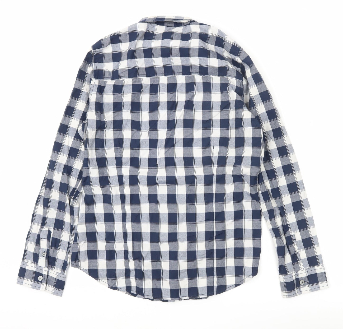 Lee Cooper Men's Blue Check Long Sleeve Button-Up Shirt Size 14
