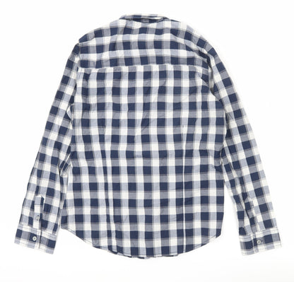 Lee Cooper Men's Blue Check Long Sleeve Button-Up Shirt Size 14