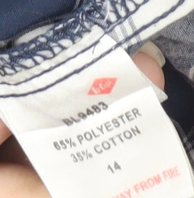 Lee Cooper Men's Blue Check Long Sleeve Button-Up Shirt Size 14