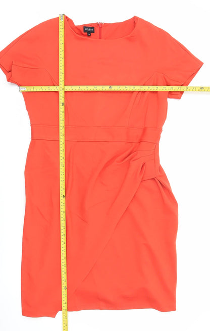 Hobbs Women’s Orange Sheath Dress Size 16 Knee Length Boat Neck