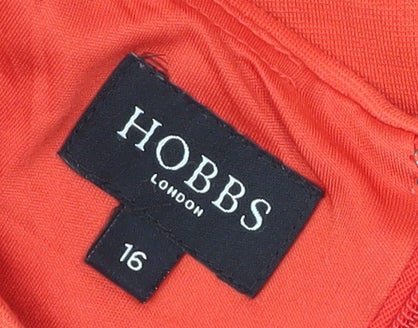 Hobbs Women’s Orange Sheath Dress Size 16 Knee Length Boat Neck