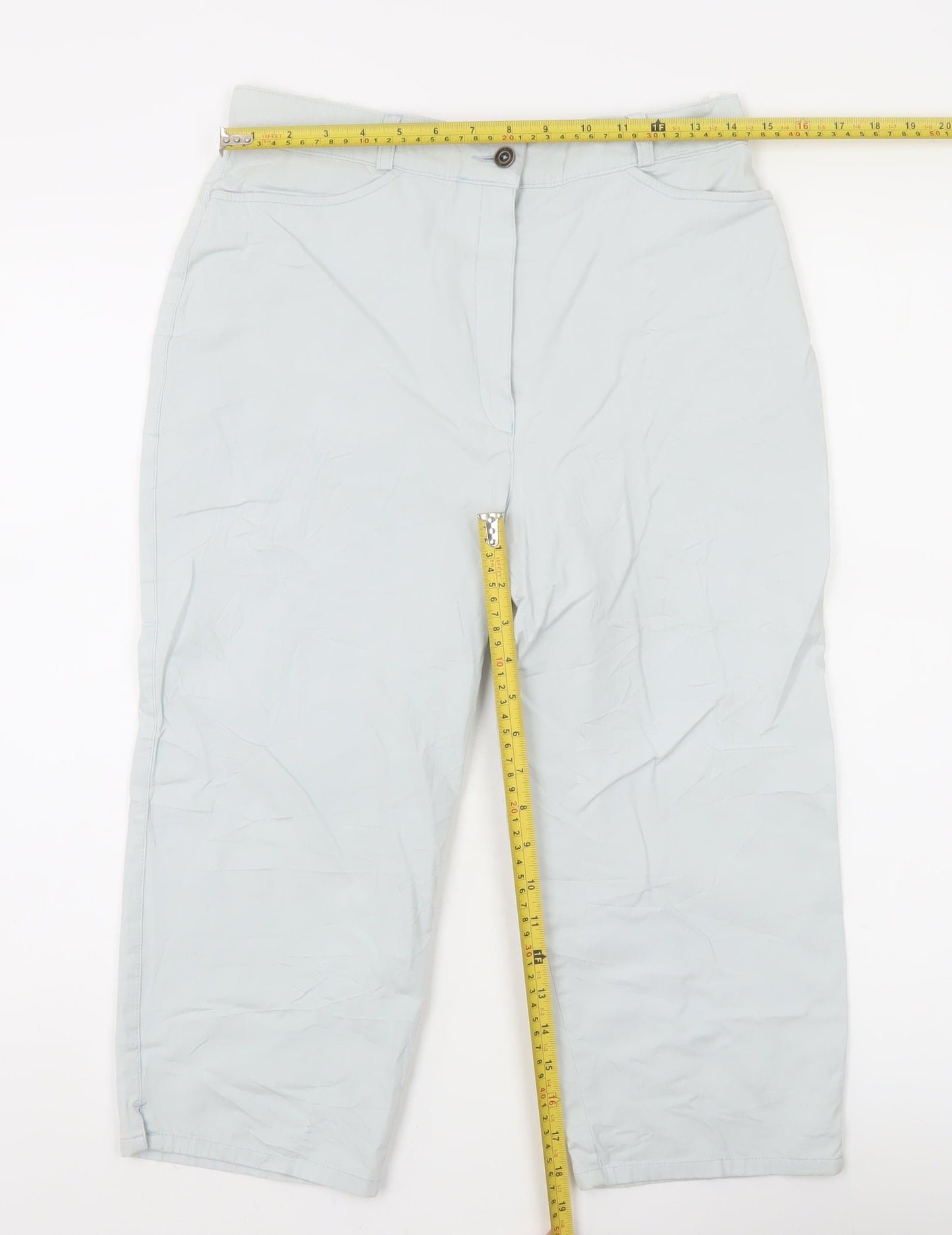 Womens UK Size 14 zaffiri Regular Fit Capri Grey Trousers