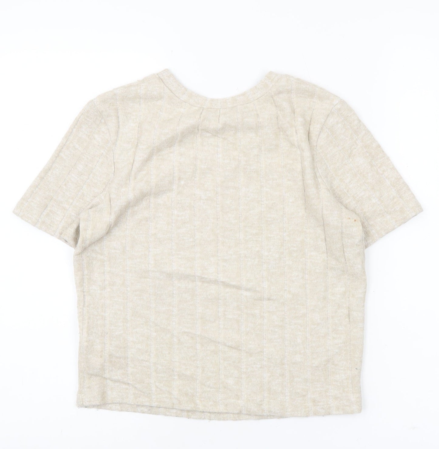 Womens UK Size S Zara Beige Basic T-Shirt
