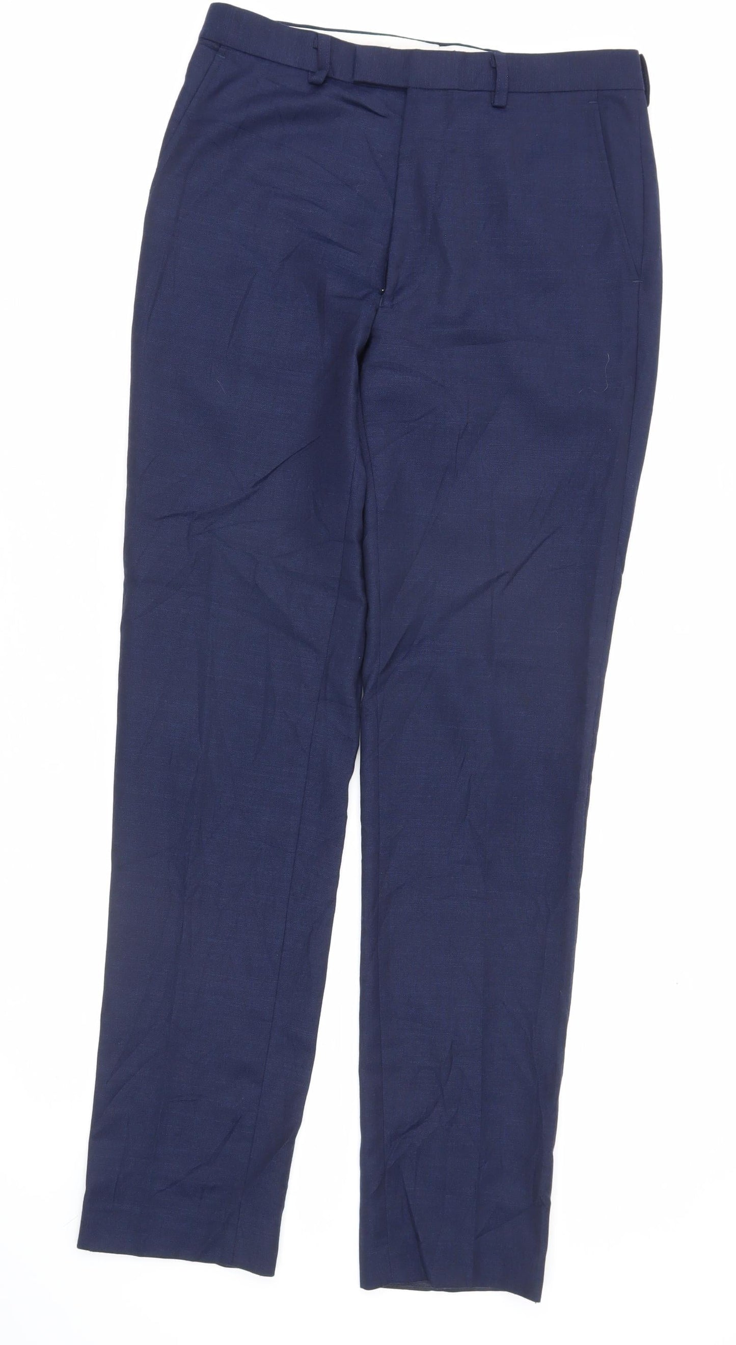 French Connection Men's Blue Slim Fit Dress Pants 30in Waist Wool Blend