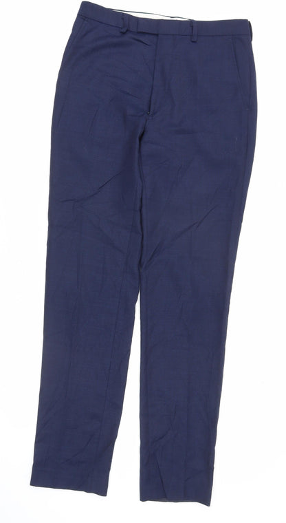 French Connection Men's Blue Slim Fit Dress Pants 30in Waist Wool Blend