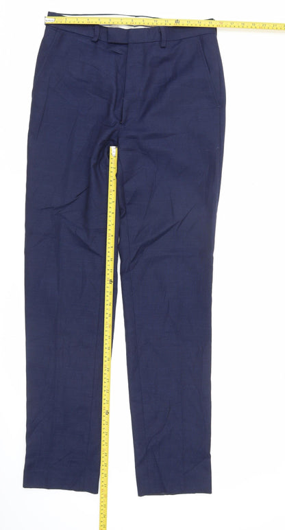 French Connection Men's Blue Slim Fit Dress Pants 30in Waist Wool Blend