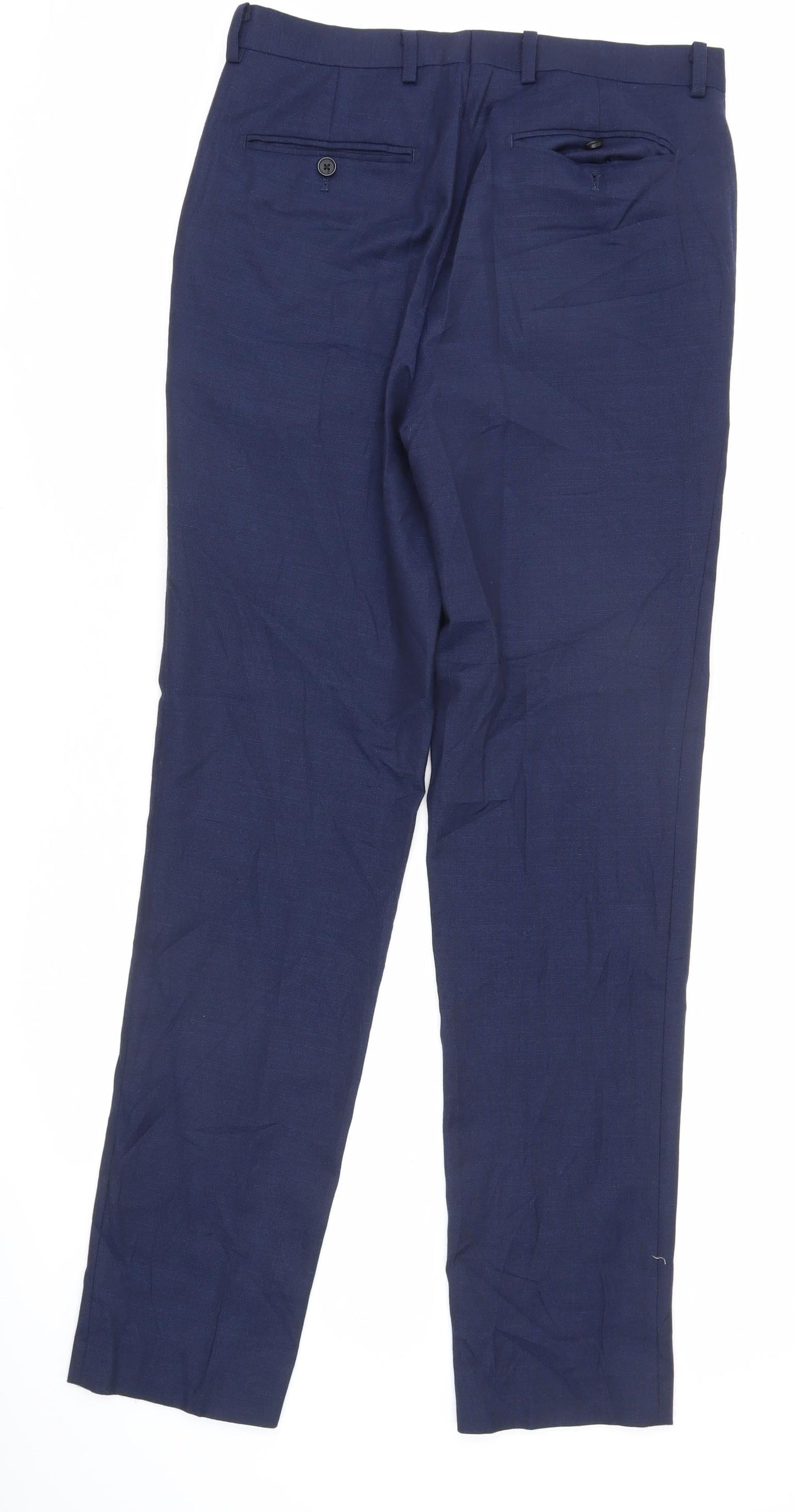 French Connection Men's Blue Slim Fit Dress Pants 30in Waist Wool Blend