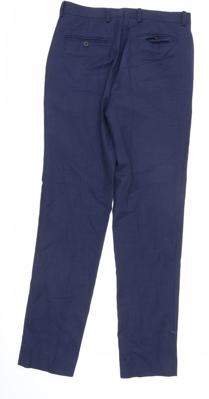 French Connection Men's Blue Slim Fit Dress Pants 30in Waist Wool Blend