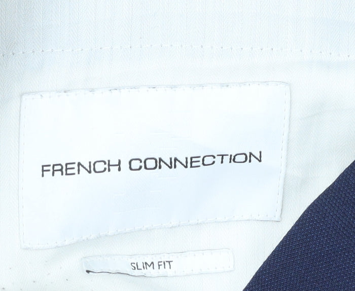 French Connection Men's Blue Slim Fit Dress Pants 30in Waist Wool Blend