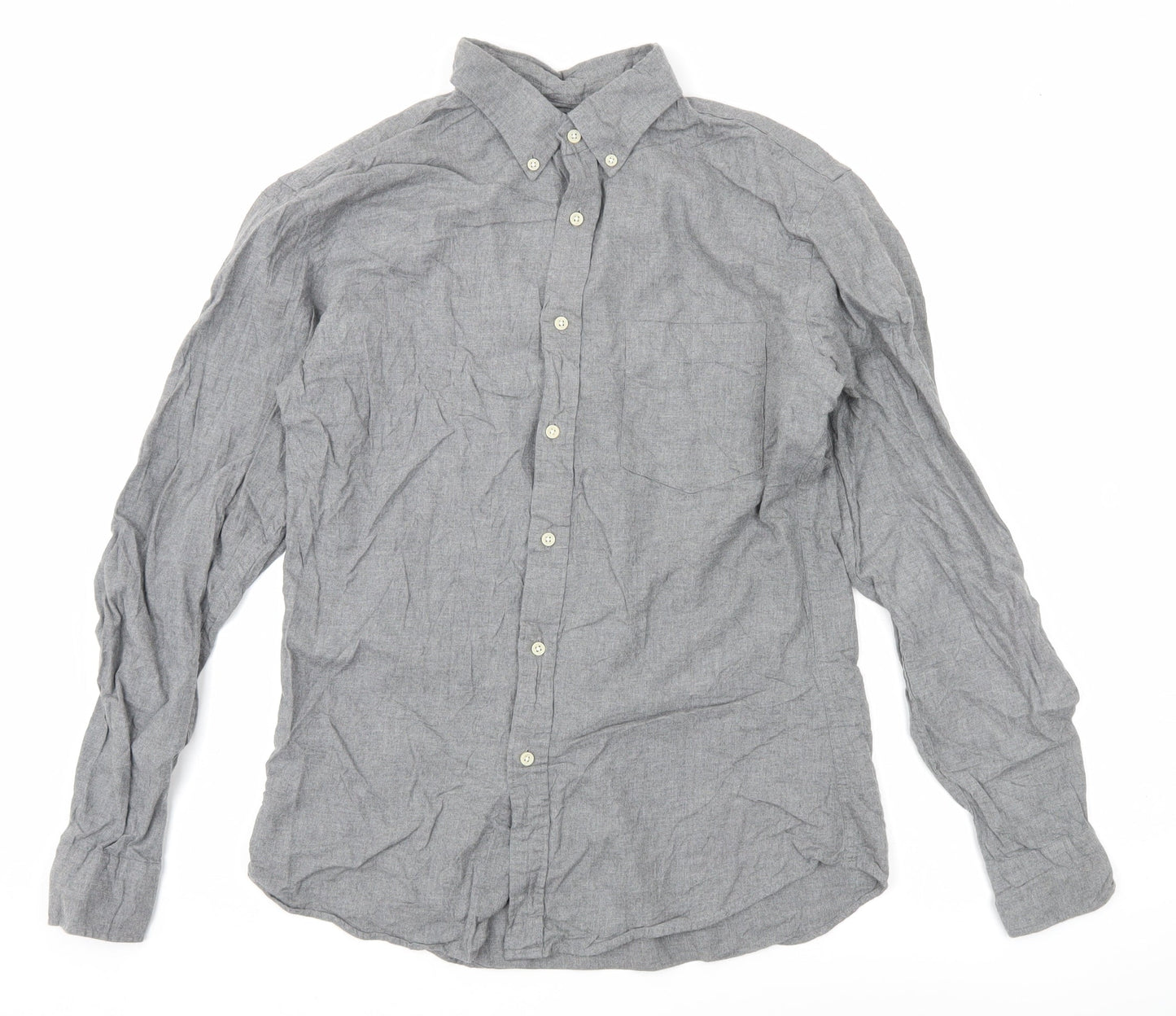 Uniqlo Men's Grey M Button-Down Long Sleeve Cotton Shirt