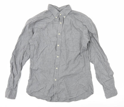 Uniqlo Men's Grey M Button-Down Long Sleeve Cotton Shirt