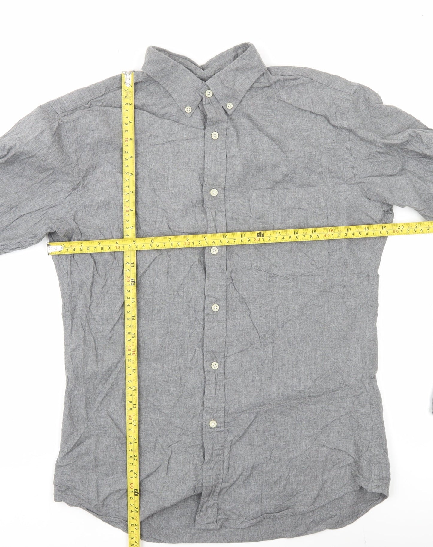 Uniqlo Men's Grey M Button-Down Long Sleeve Cotton Shirt