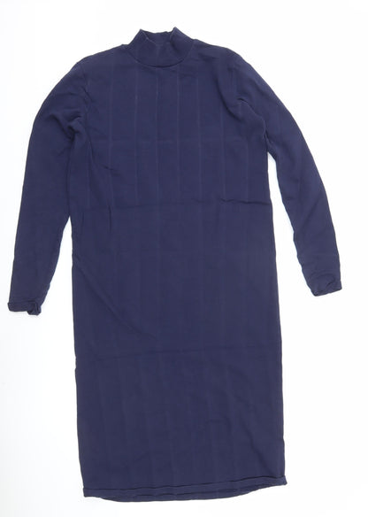ASOS Women’s Blue Size 6 Bodycon Knit High Neck Long Sleeve Knee Length Dress
