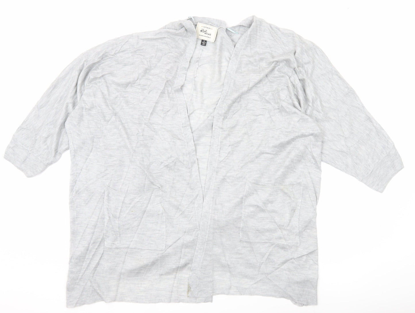 Cotton On Women’s Grey V-Neck Knit Cardigan S 3/4 Sleeve Pockets