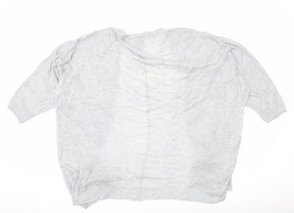 Cotton On Women’s Grey V-Neck Knit Cardigan S 3/4 Sleeve Pockets