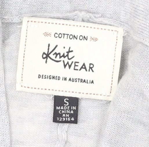 Cotton On Women’s Grey V-Neck Knit Cardigan S 3/4 Sleeve Pockets