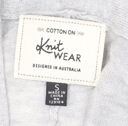 Cotton On Women’s Grey V-Neck Knit Cardigan S 3/4 Sleeve Pockets