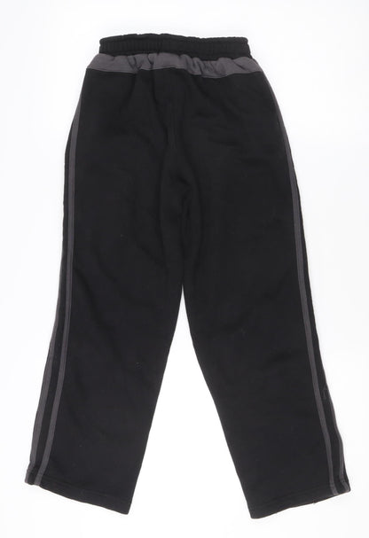 Lonsdale Boys Black Track Pants 9-10 Years Elastic Waist Fleece Sportswear