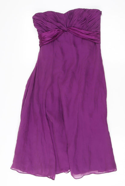 Coast Women’s Purple Silk Strapless Knee Length Dress Size 8