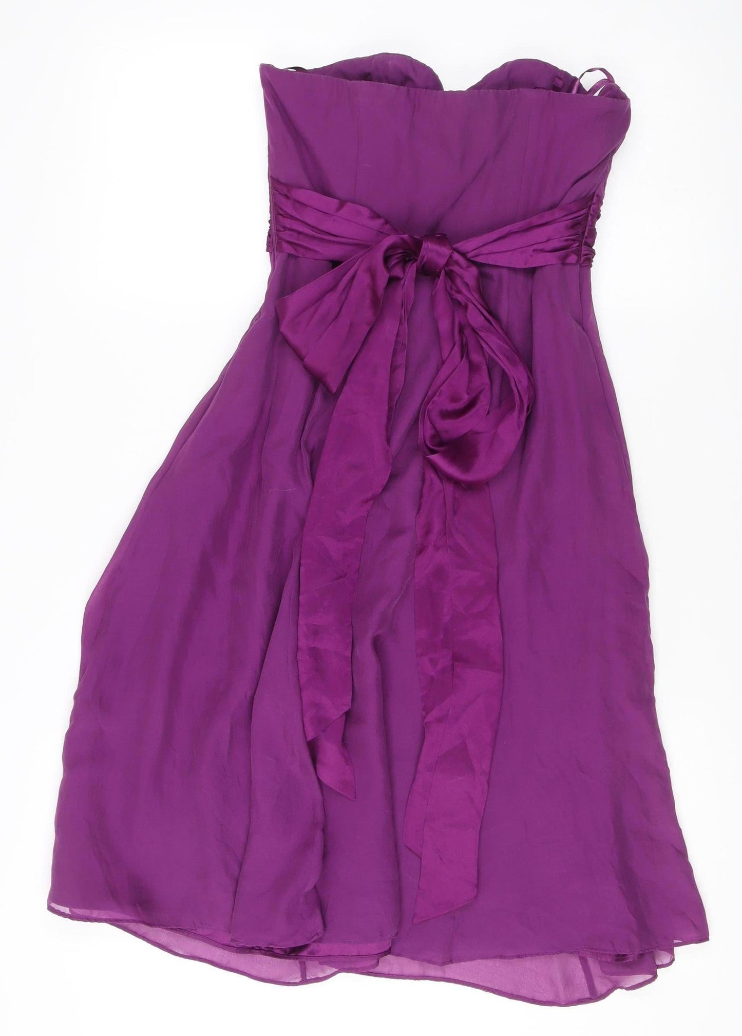 Coast Women’s Purple Silk Strapless Knee Length Dress Size 8