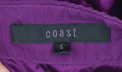 Coast Women’s Purple Silk Strapless Knee Length Dress Size 8