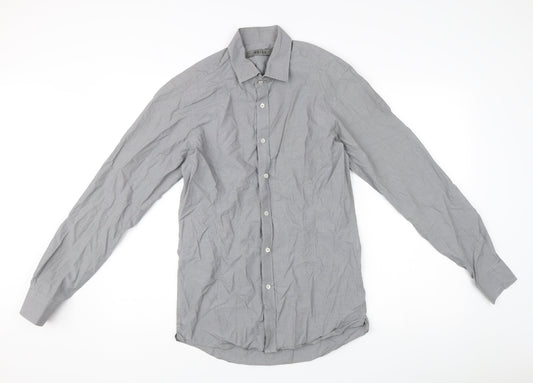 Reiss Men's Grey Check Cotton Long Sleeve Dress Shirt Size S