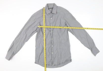 Reiss Men's Grey Check Cotton Long Sleeve Dress Shirt Size S