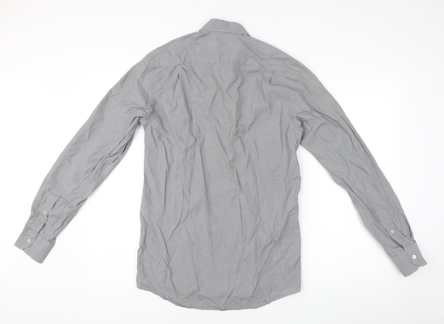 Reiss Men's Grey Check Cotton Long Sleeve Dress Shirt Size S