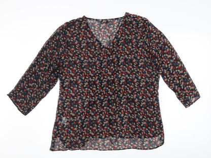 Womens UK Size 18 Chianti Multicoloured Wrap Blouse