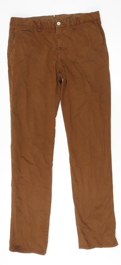 Massimo Dutti Men’s Brown Regular Fit Chino Trousers Size 34W