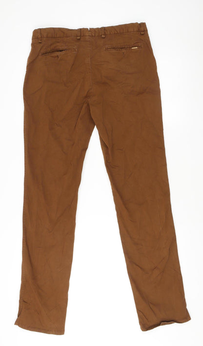Massimo Dutti Men’s Brown Regular Fit Chino Trousers Size 34W