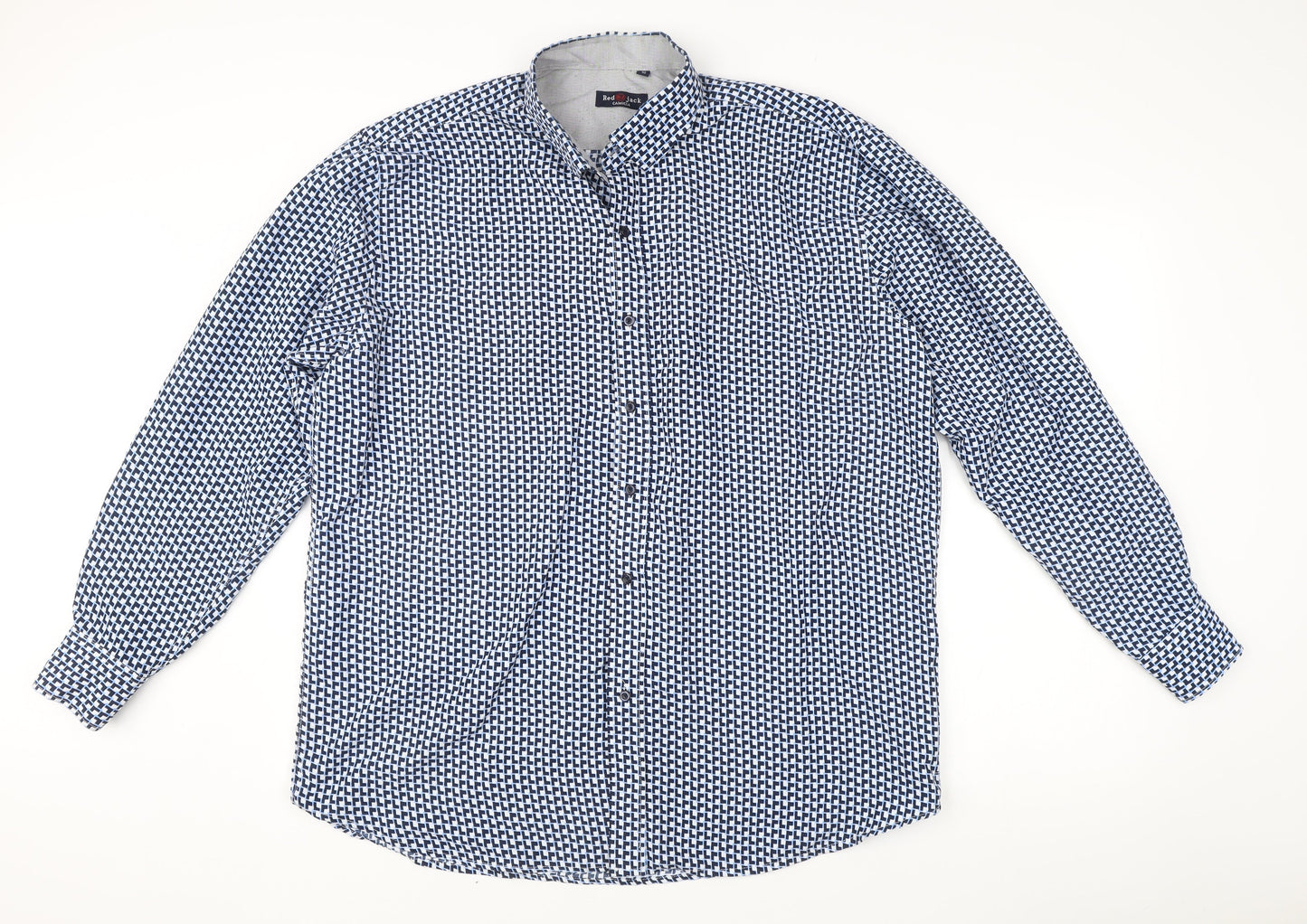 Red Jack Men's Blue Geometric Long Sleeve Cotton Dress Shirt M