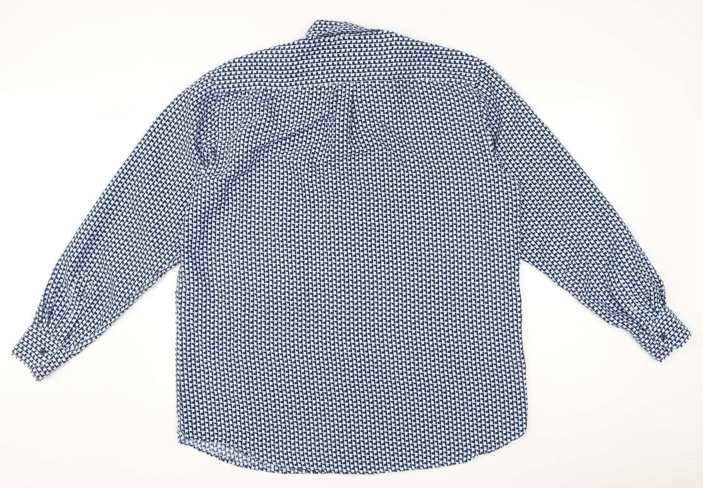 Red Jack Men's Blue Geometric Long Sleeve Cotton Dress Shirt M