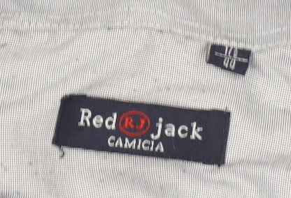 Red Jack Men's Blue Geometric Long Sleeve Cotton Dress Shirt M