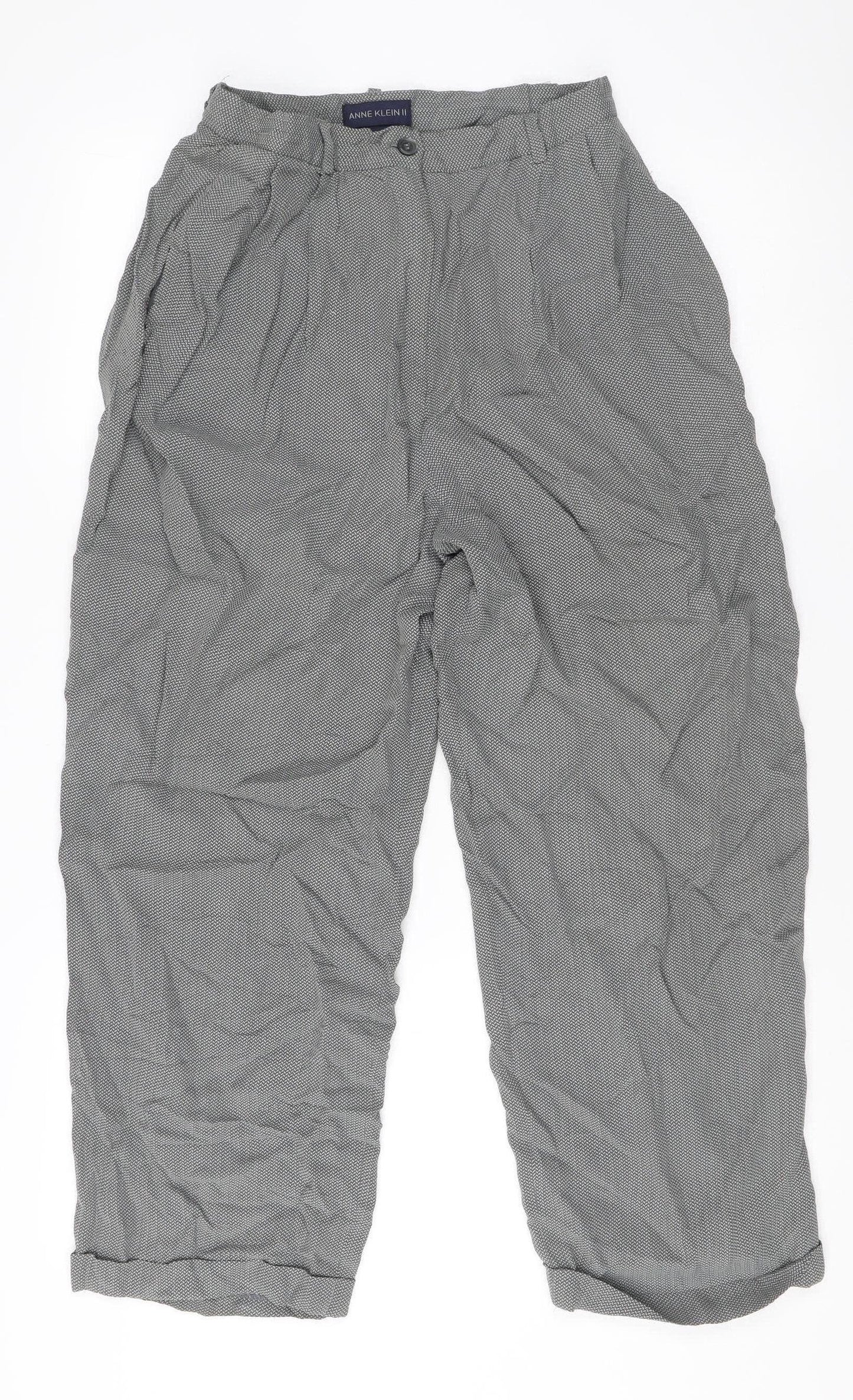 Anne Klein II Women's Grey High Rise Pleated Trousers Size 10