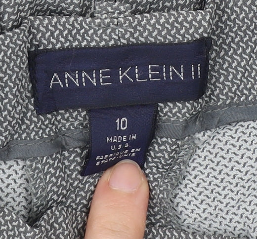 Anne Klein II Women's Grey High Rise Pleated Trousers Size 10