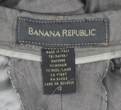 Banana Republic Womens Grey Size 12 Straight Leg Wool Mohair Trousers