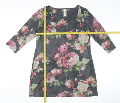 Next Womens Multicoloured Floral Shift Dress Size 18 Scoop Neck