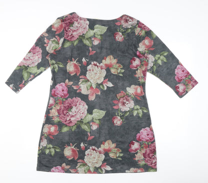 Next Womens Multicoloured Floral Shift Dress Size 18 Scoop Neck