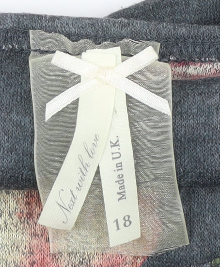 Next Womens Multicoloured Floral Shift Dress Size 18 Scoop Neck