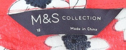 Womens UK Size 18 Marks and Spencer Red Tunic Blouse