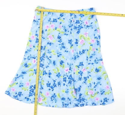 Honor Millburn Women's Blue Floral A-Line Knee Length Skirt Size 16