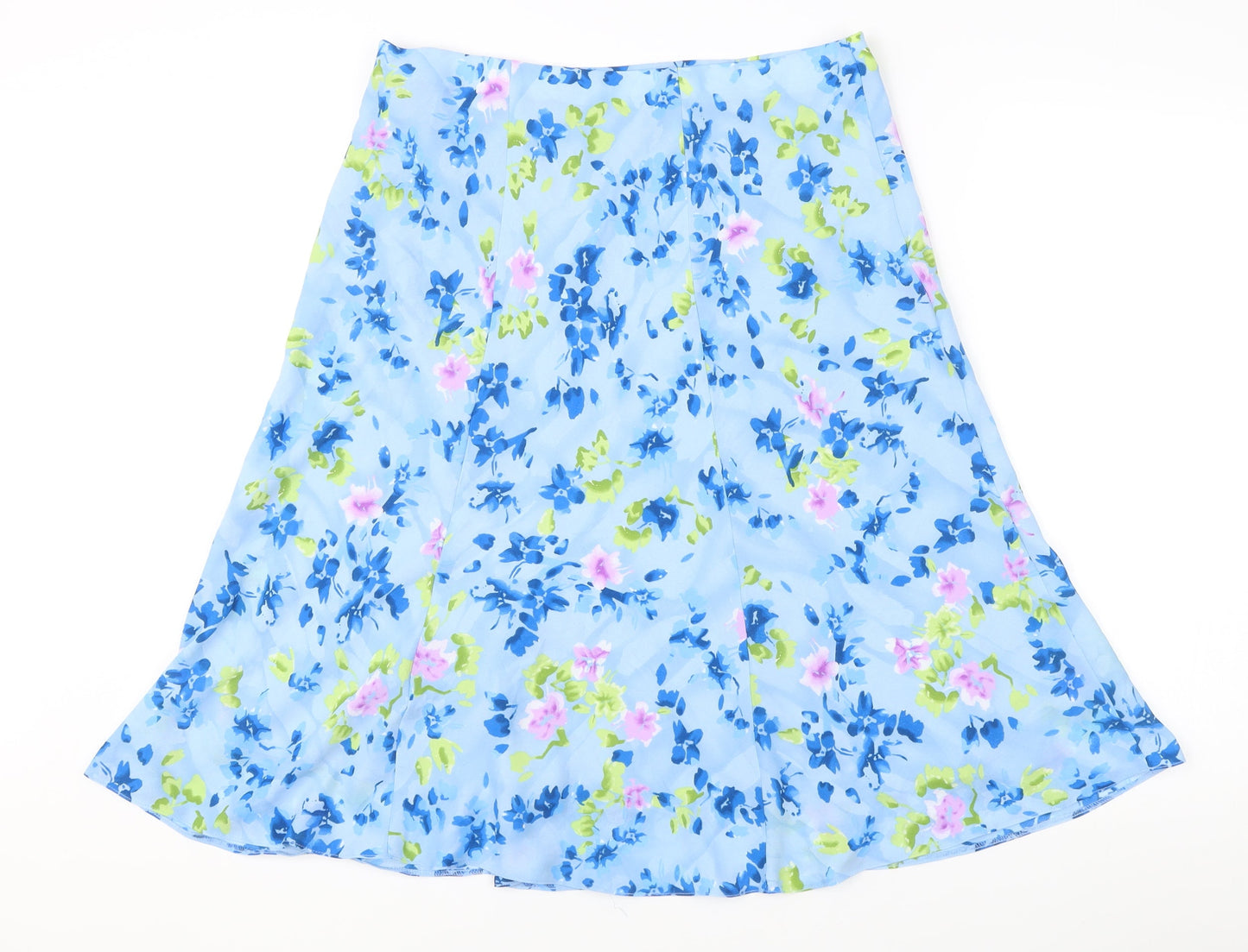 Honor Millburn Women's Blue Floral A-Line Knee Length Skirt Size 16
