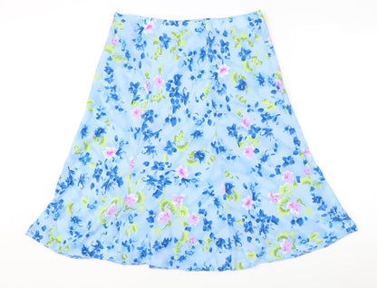 Honor Millburn Women's Blue Floral A-Line Knee Length Skirt Size 16