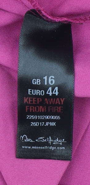 Miss Selfridge Women’s Pink Peplum Dress Size 16 Knee Length