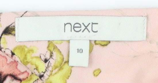 Next Women's Pink Floral Blouse Size 10 Short Sleeve V-Neck