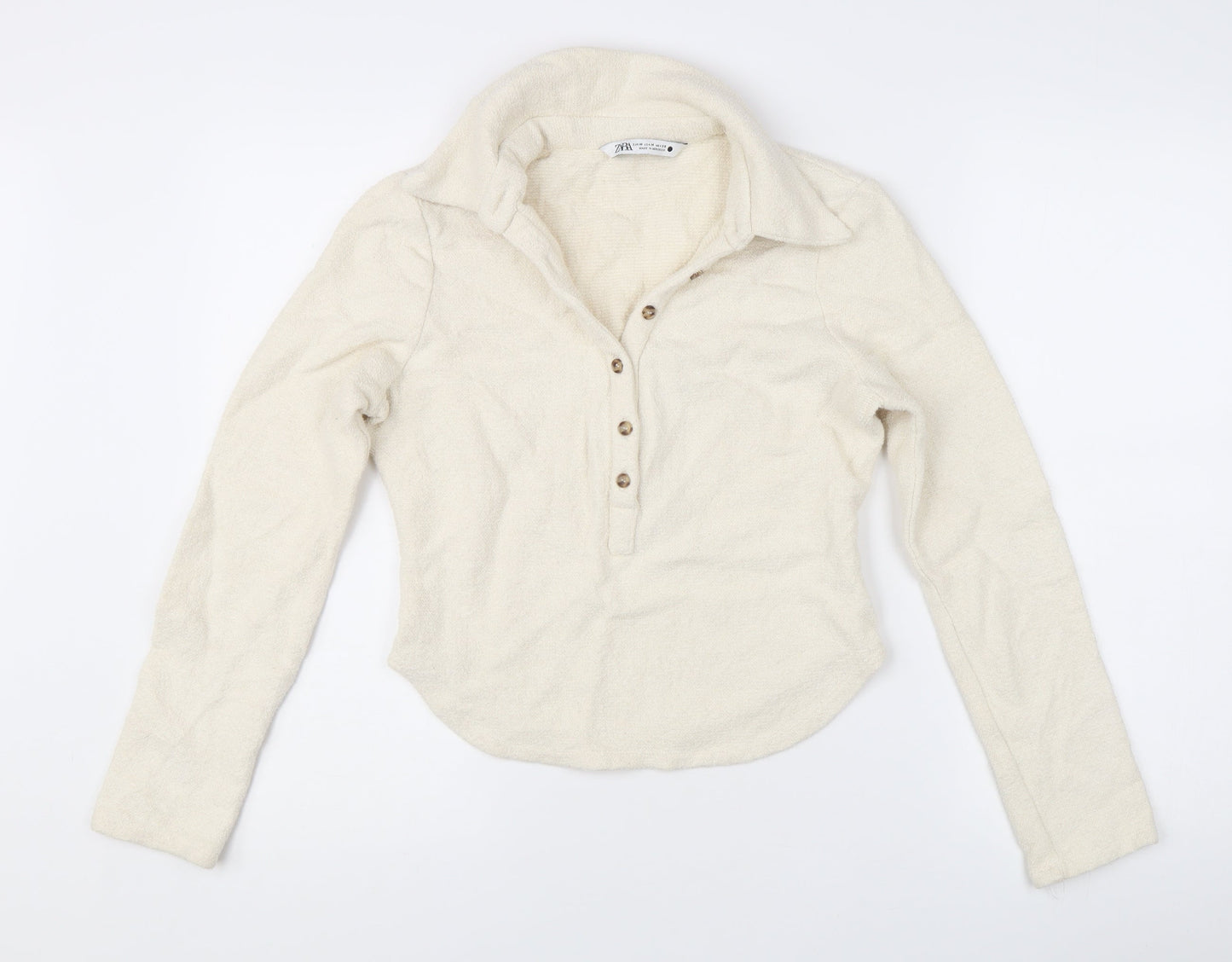 Womens UK Size 12 Zara Ivory Henley Jumper