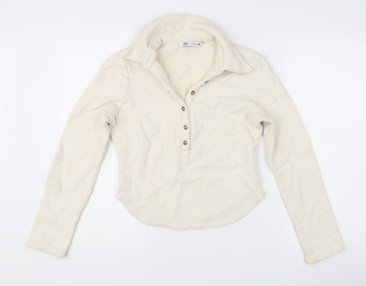 Womens UK Size 12 Zara Ivory Henley Jumper
