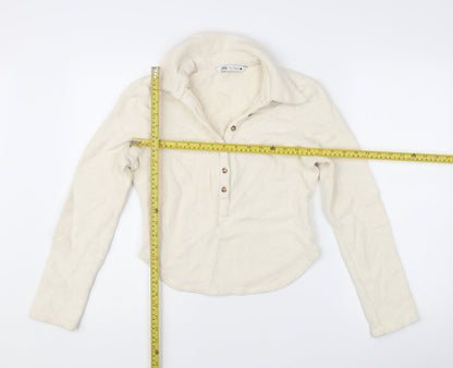 Womens UK Size 12 Zara Ivory Henley Jumper